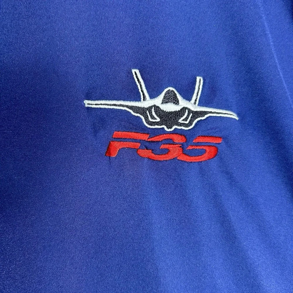Lockheed Martin F-35 Polo Shirt Men's XL Blue Performance Short Sleeve Adidas